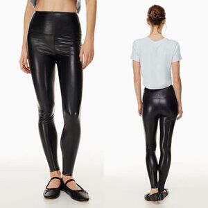 Wilfred Free Aritzia Black High Waisted Vegan Leather Daria Leggings